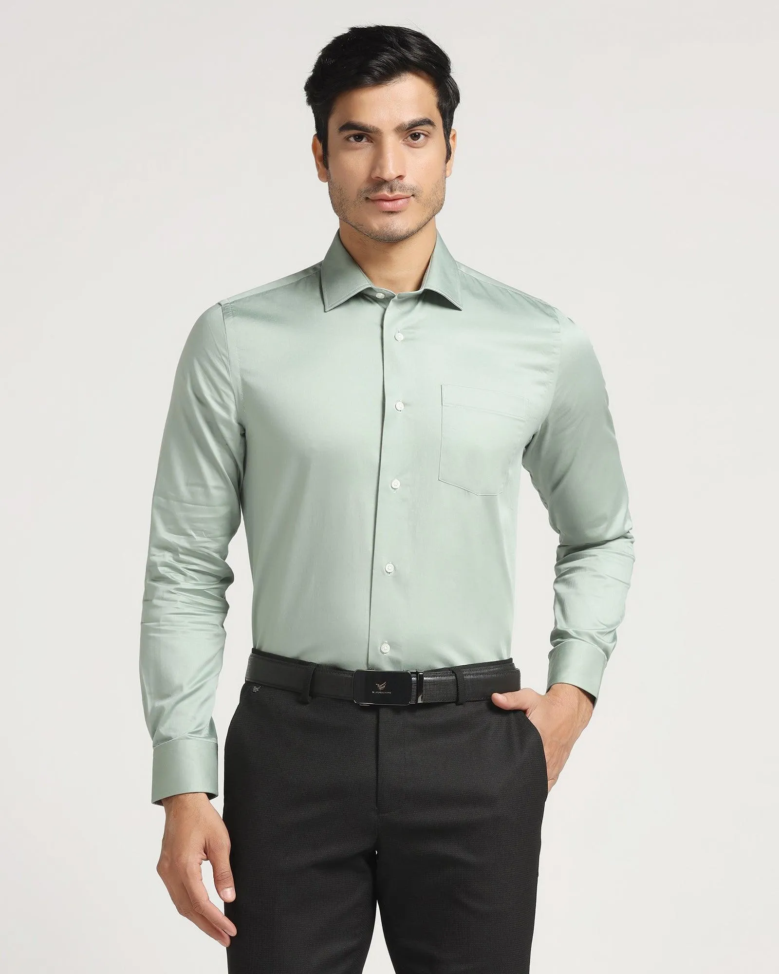 Formal Dusty Green Solid Shirt - Simble