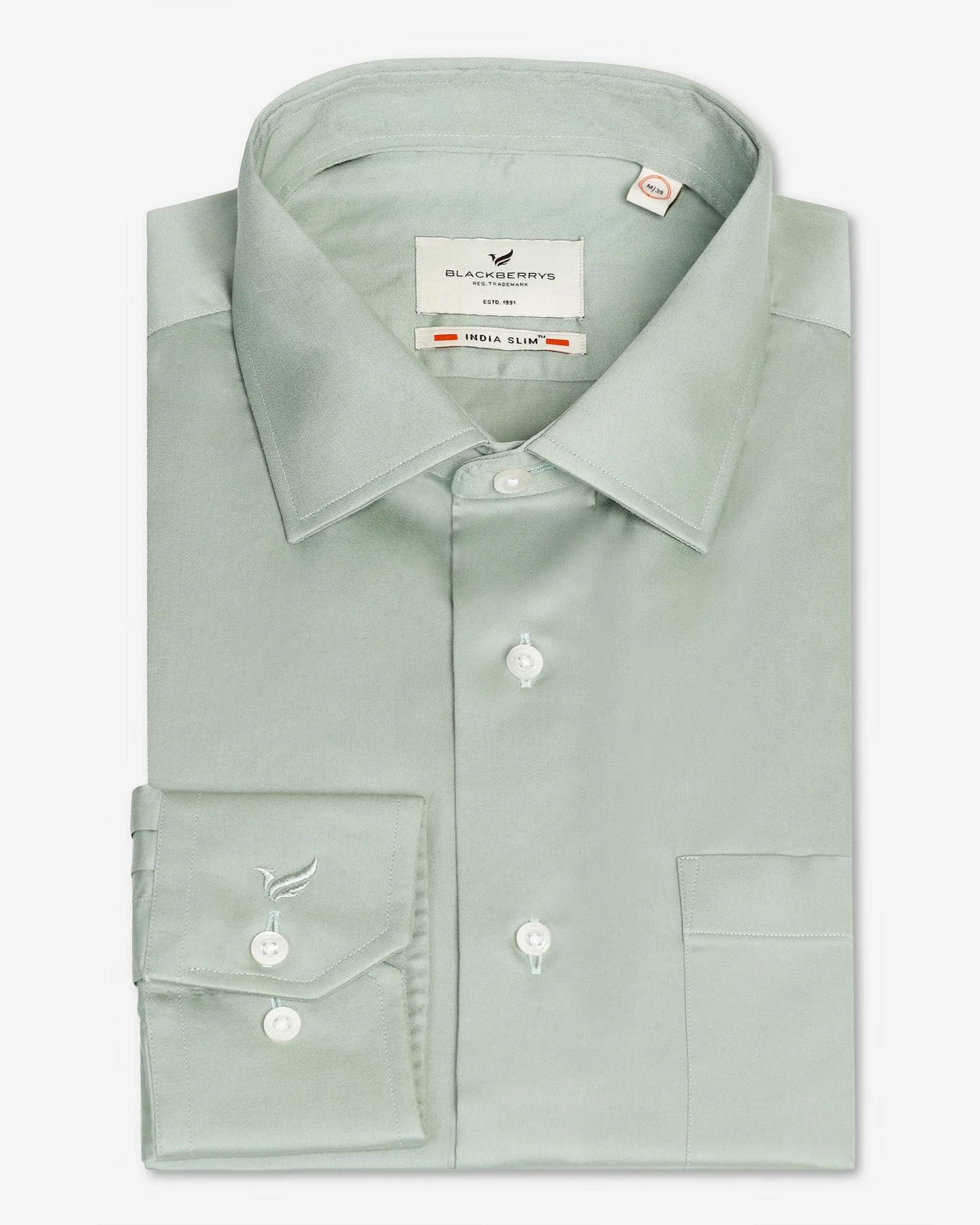 Formal Dusty Green Solid Shirt - Simble