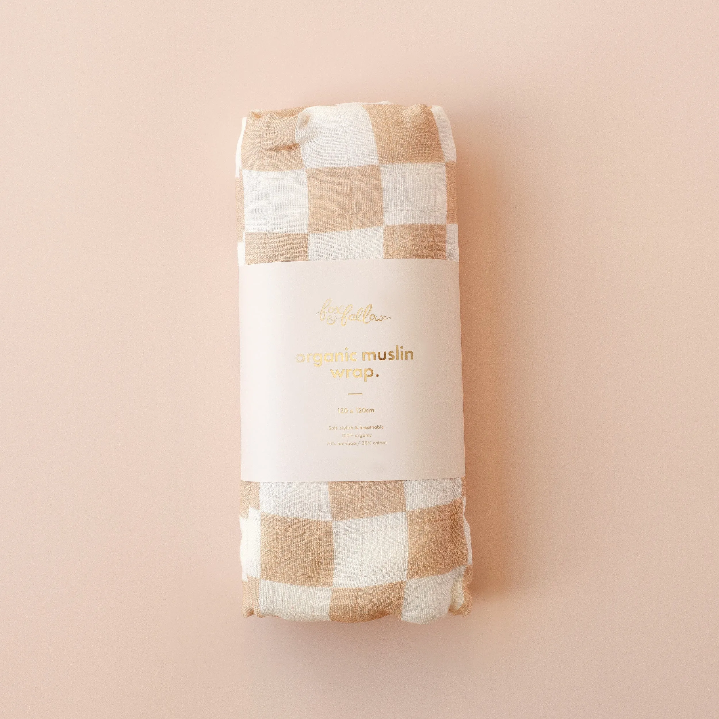 Fox & Fallow Organic Muslin Wrap - Caramel Check