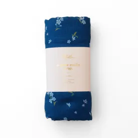 Fox & Fallow Organic Muslin Wrap - Forget-Me-Not Navy