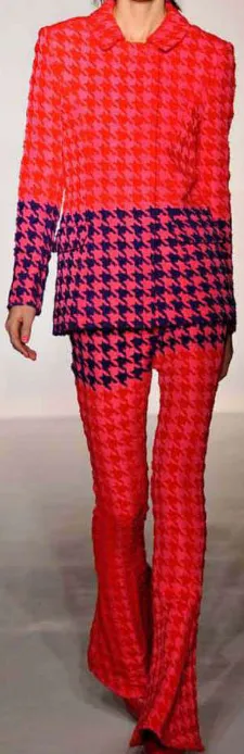 Green/Red Houndstooth Printed Wool Panel