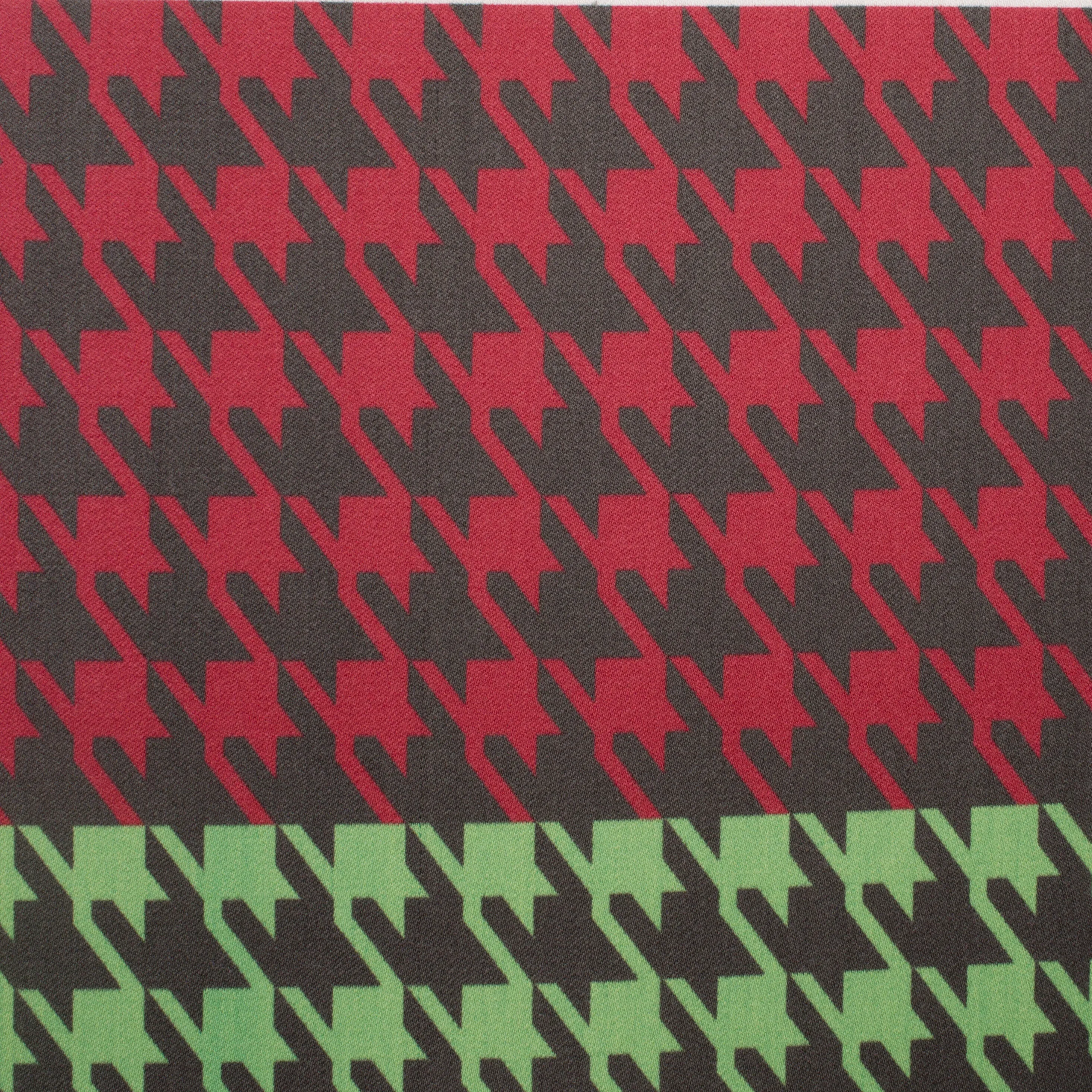 Green/Red Houndstooth Printed Wool Panel