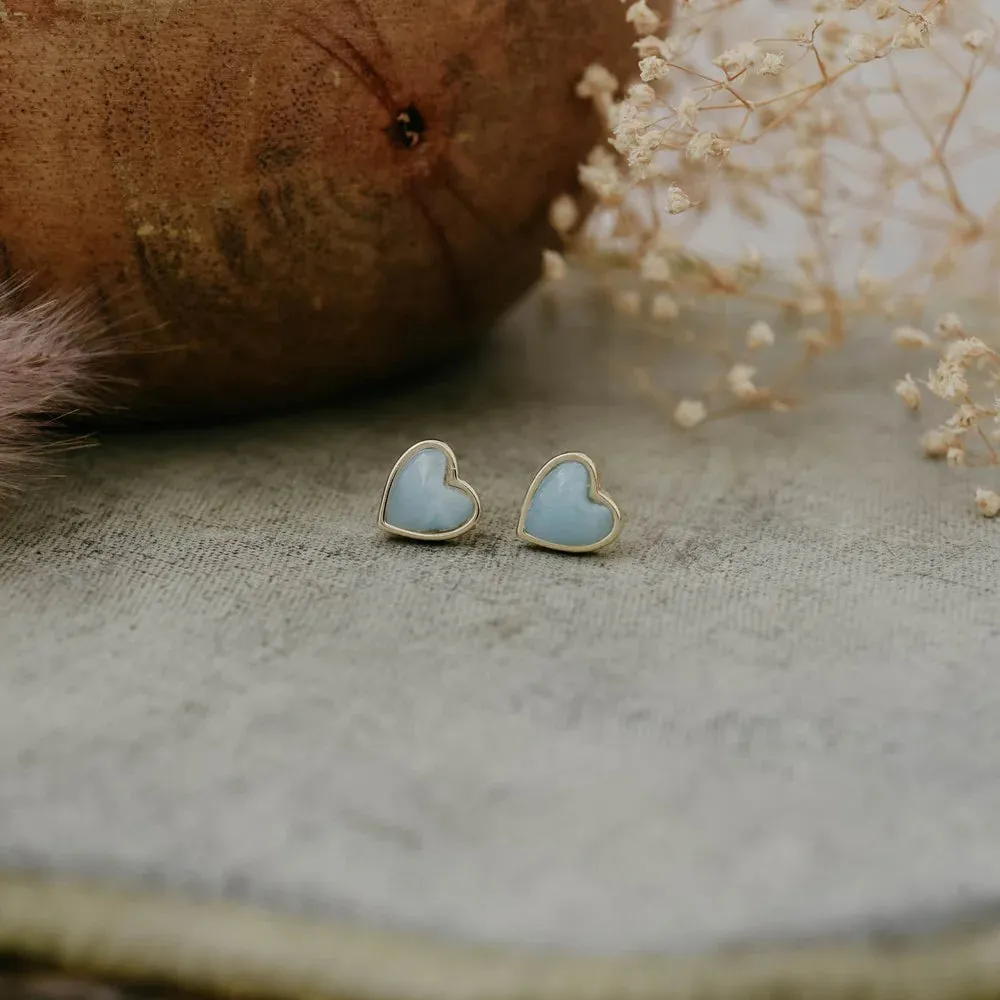 Heart of Stone Stud - Gold/Amazonite