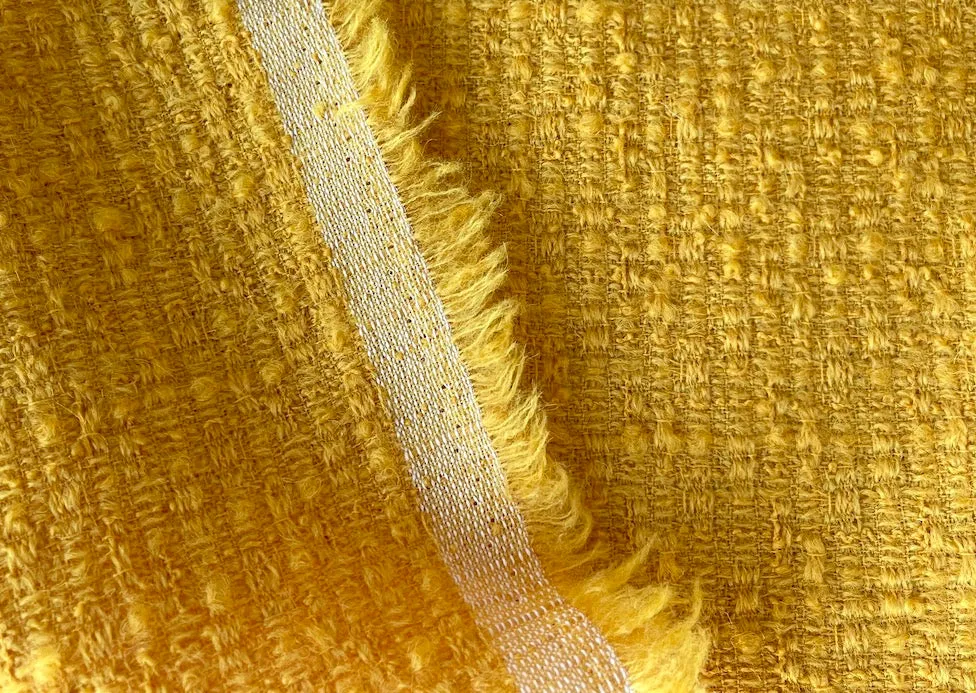 High-End Golden Sunflower Yellow Wool Bouclé (Made in Italy)