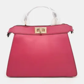 Hot Pink Leather Small Peekaboo ISeeU Tote Bag