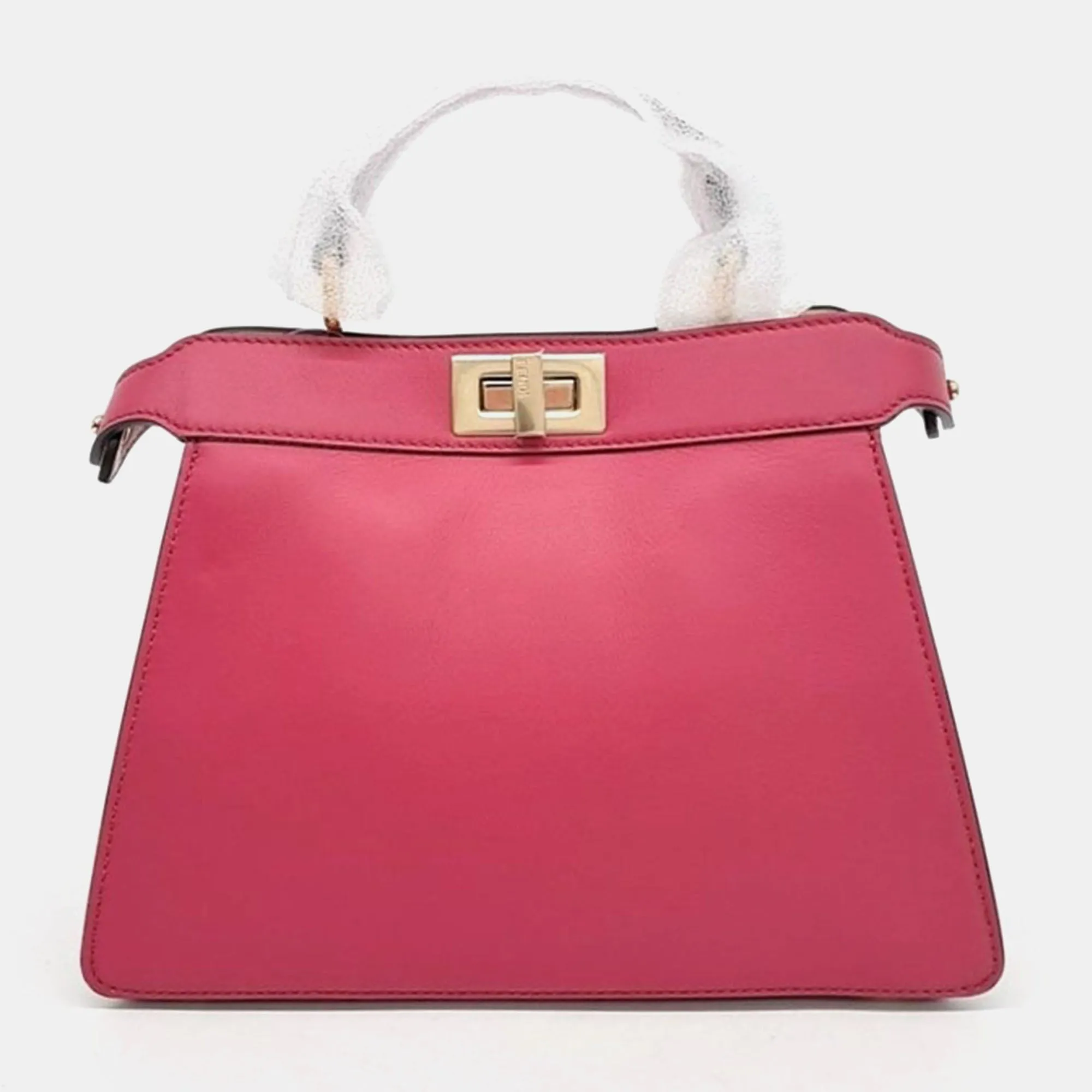 Hot Pink Leather Small Peekaboo ISeeU Tote Bag