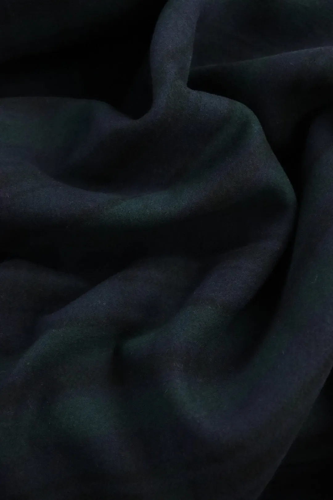Hunter/Navy/Black Plaid Melton Double Weave Wool | By The Half Yard