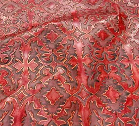 Laredo Red Bronze Embossed Leather