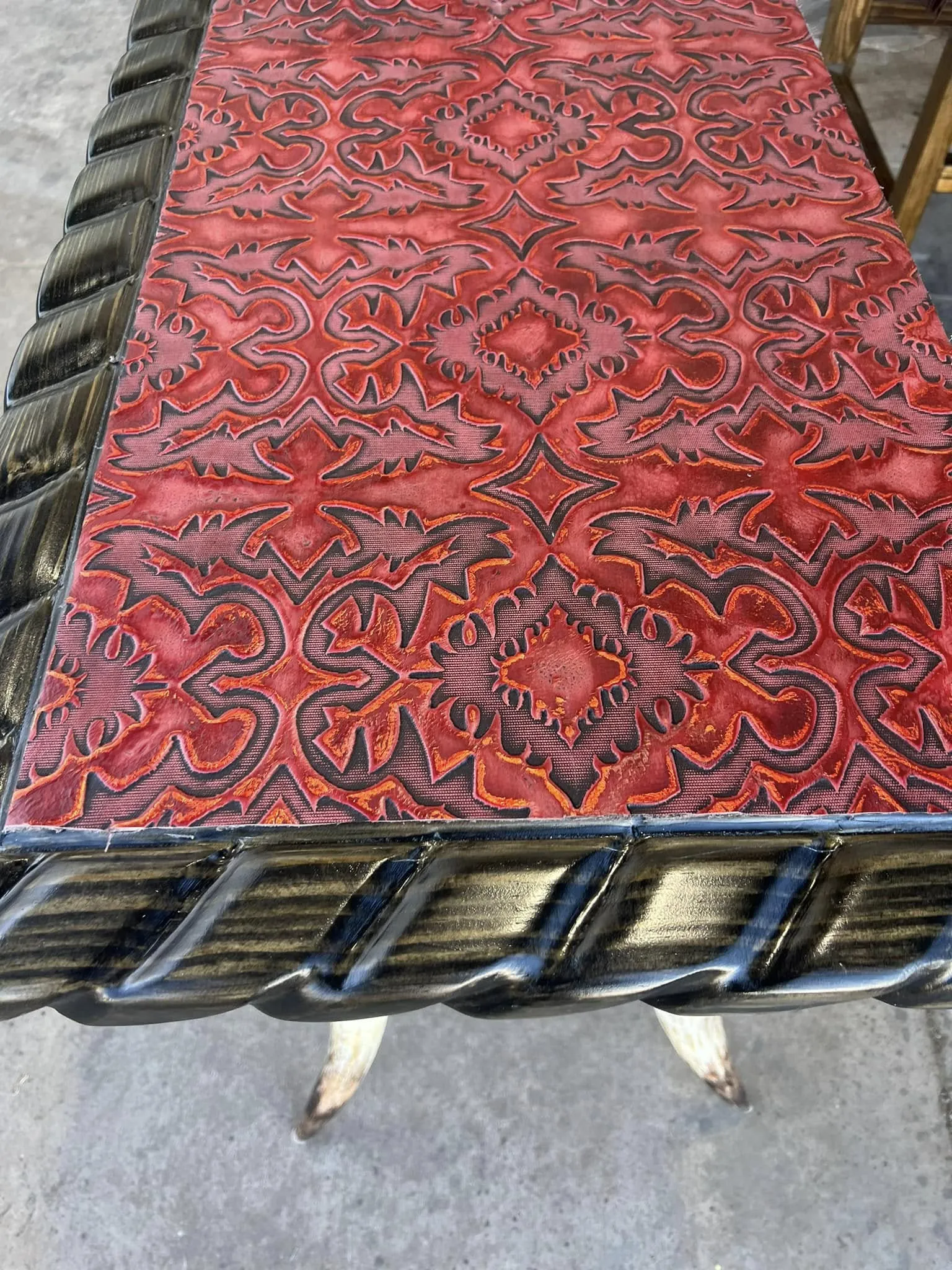 Laredo Red Bronze Embossed Leather