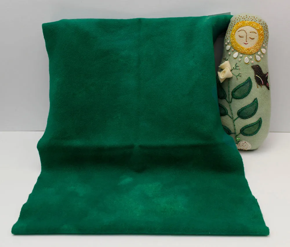LEAF GREEN Hand Dyed HALF YARD Wool Fabric for Wool Applique and Rug Hooking