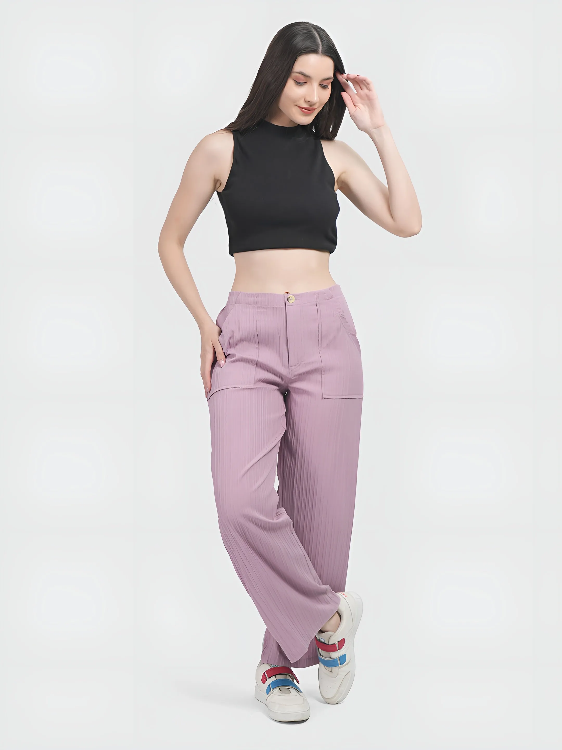 Lilac Colour | Women Formal Trousers Regular Fit
