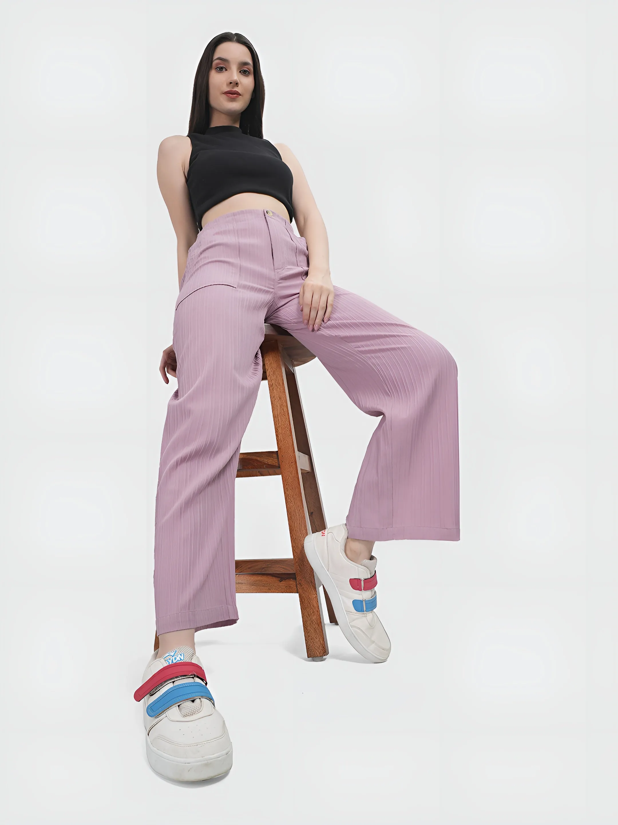 Lilac Colour | Women Formal Trousers Regular Fit