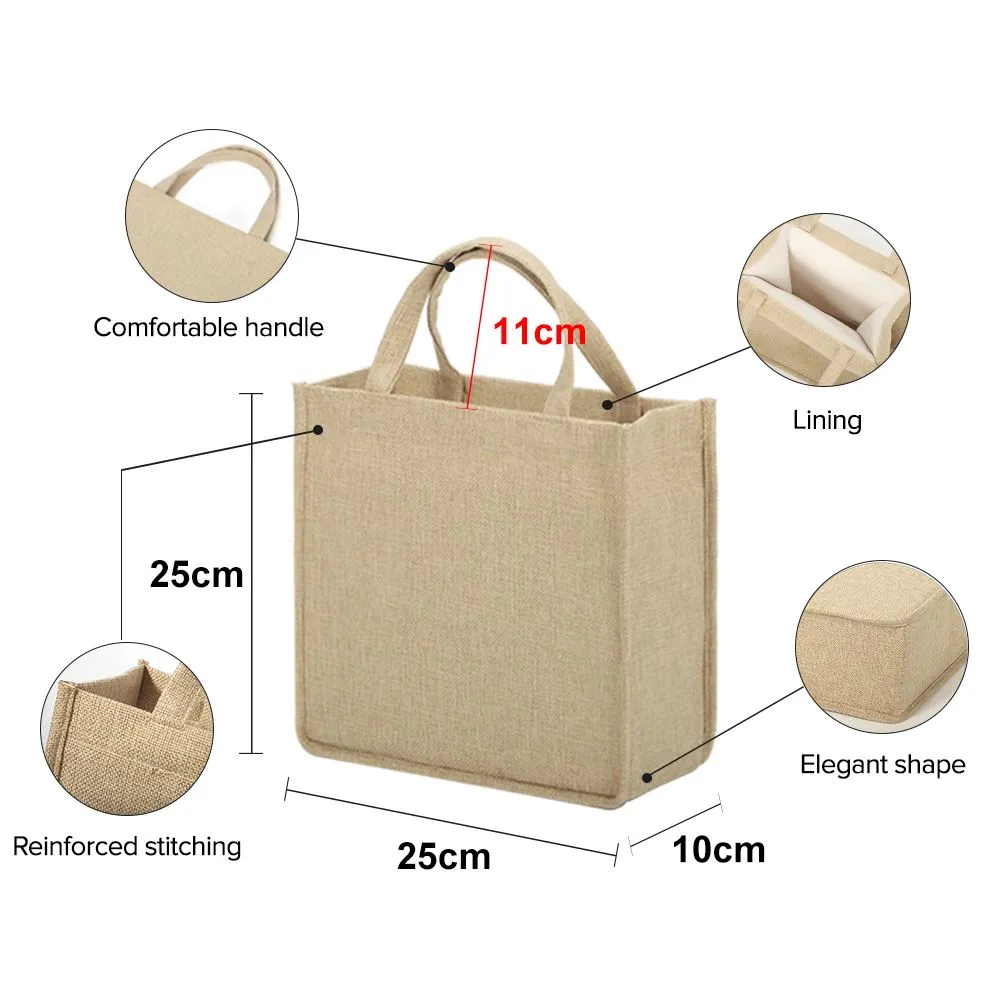 Linen Tote Bag Natural - 25 x 25 x 10 cm