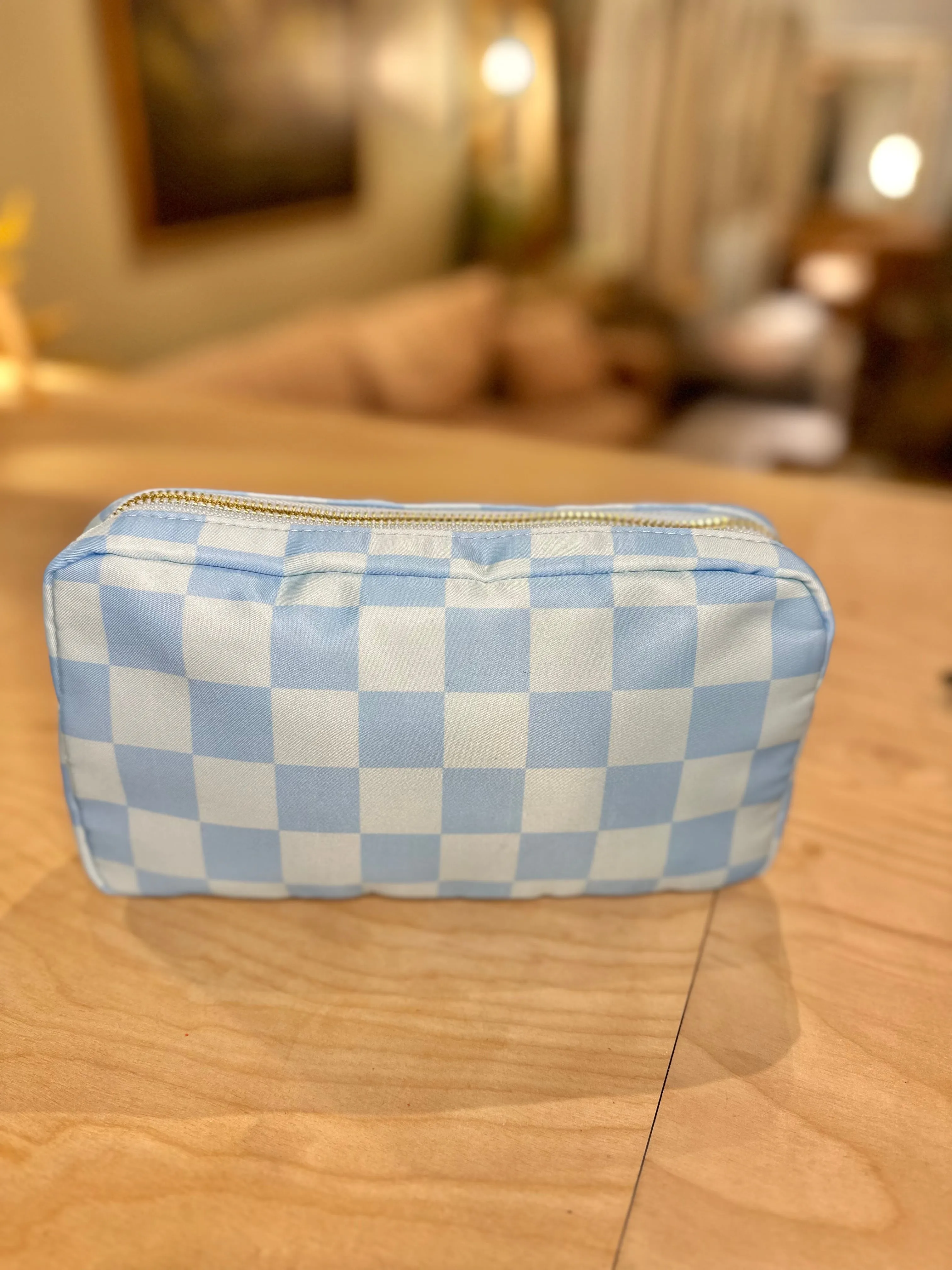 Medium Checkered Cosmetic Bag