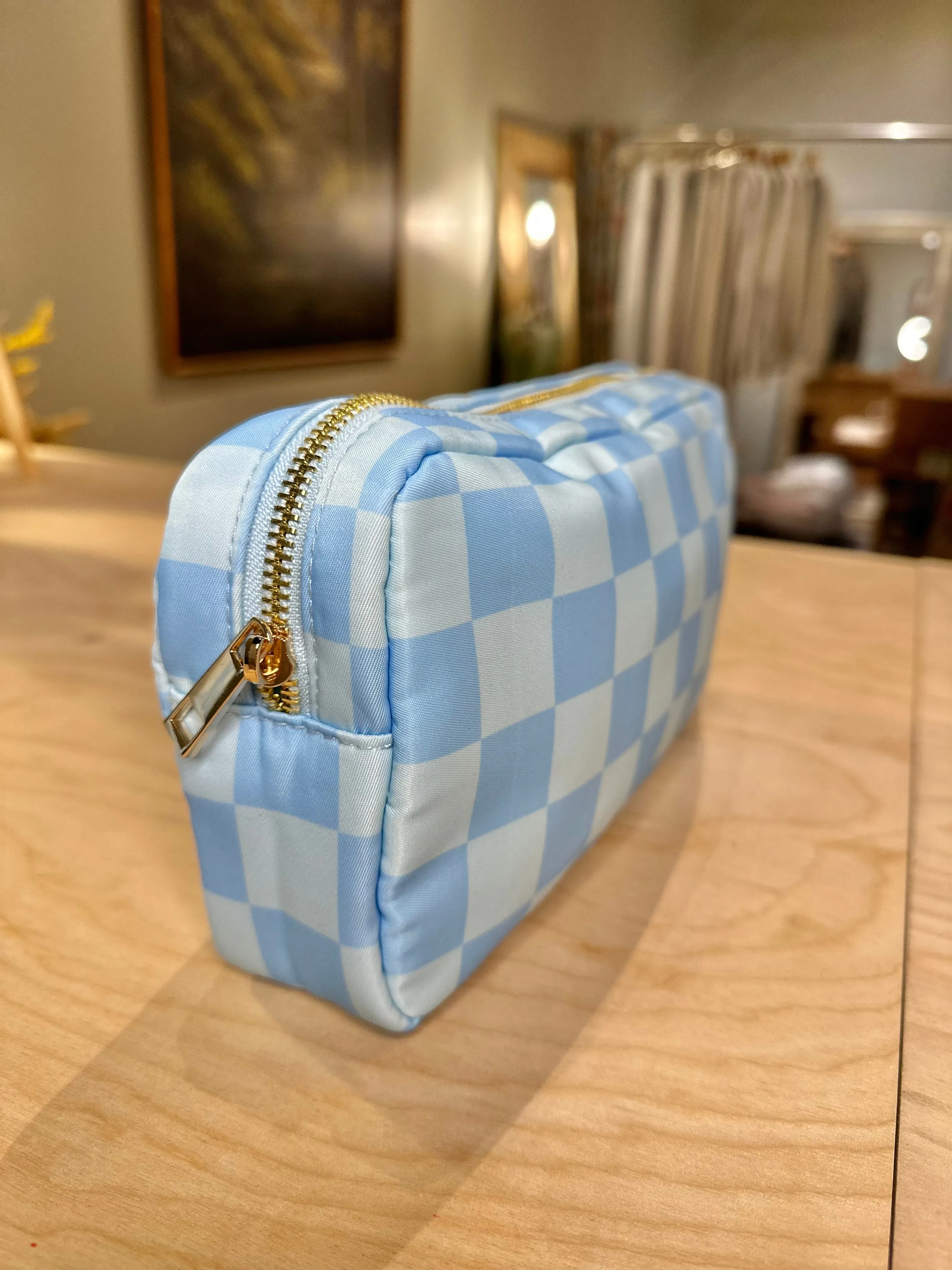 Medium Checkered Cosmetic Bag