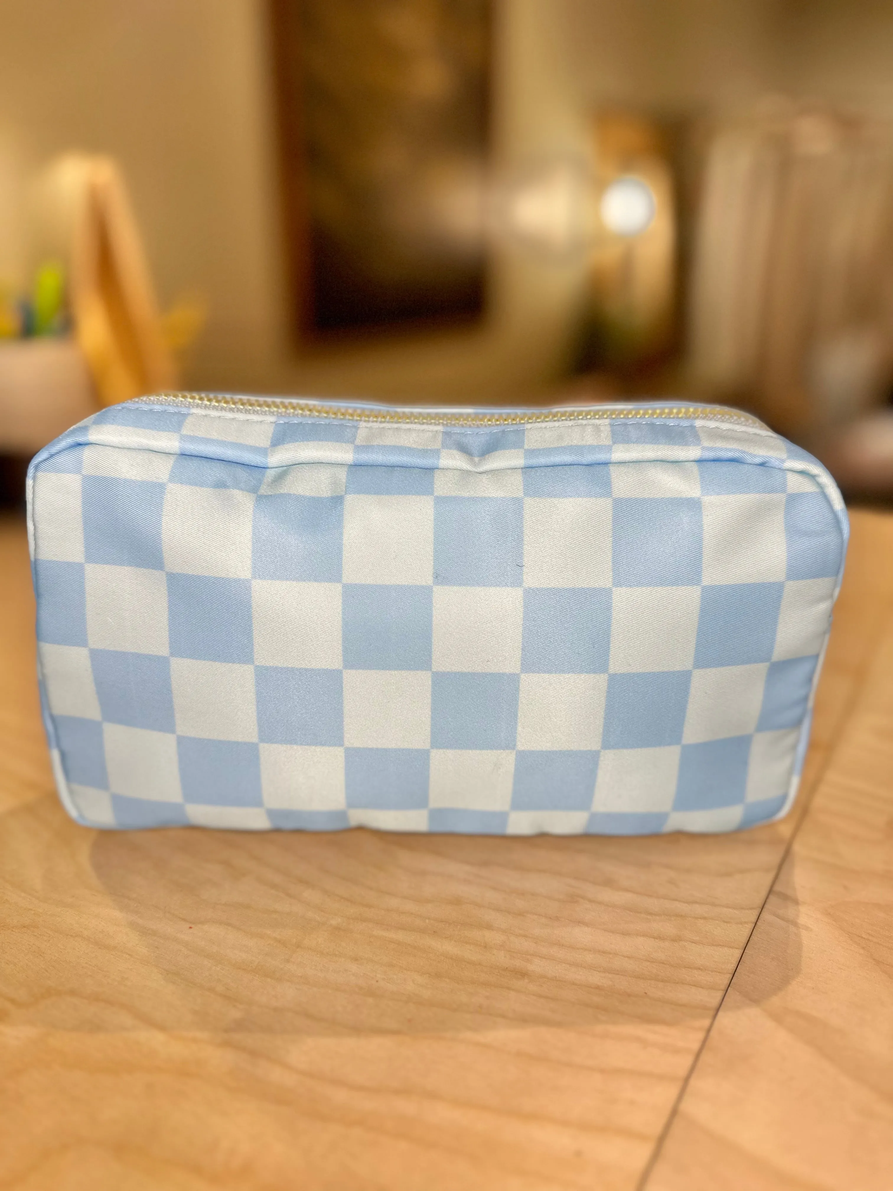 Medium Checkered Cosmetic Bag