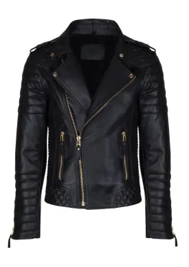 Men Designer Padded Motorcycle Leather Jacket