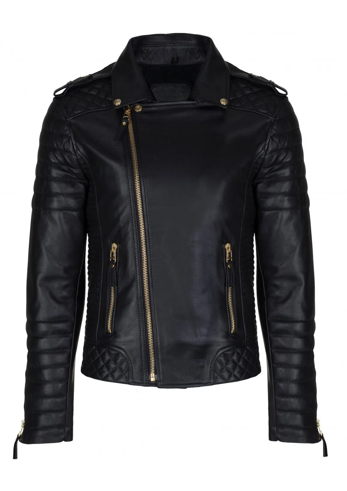 Men Designer Padded Motorcycle Leather Jacket