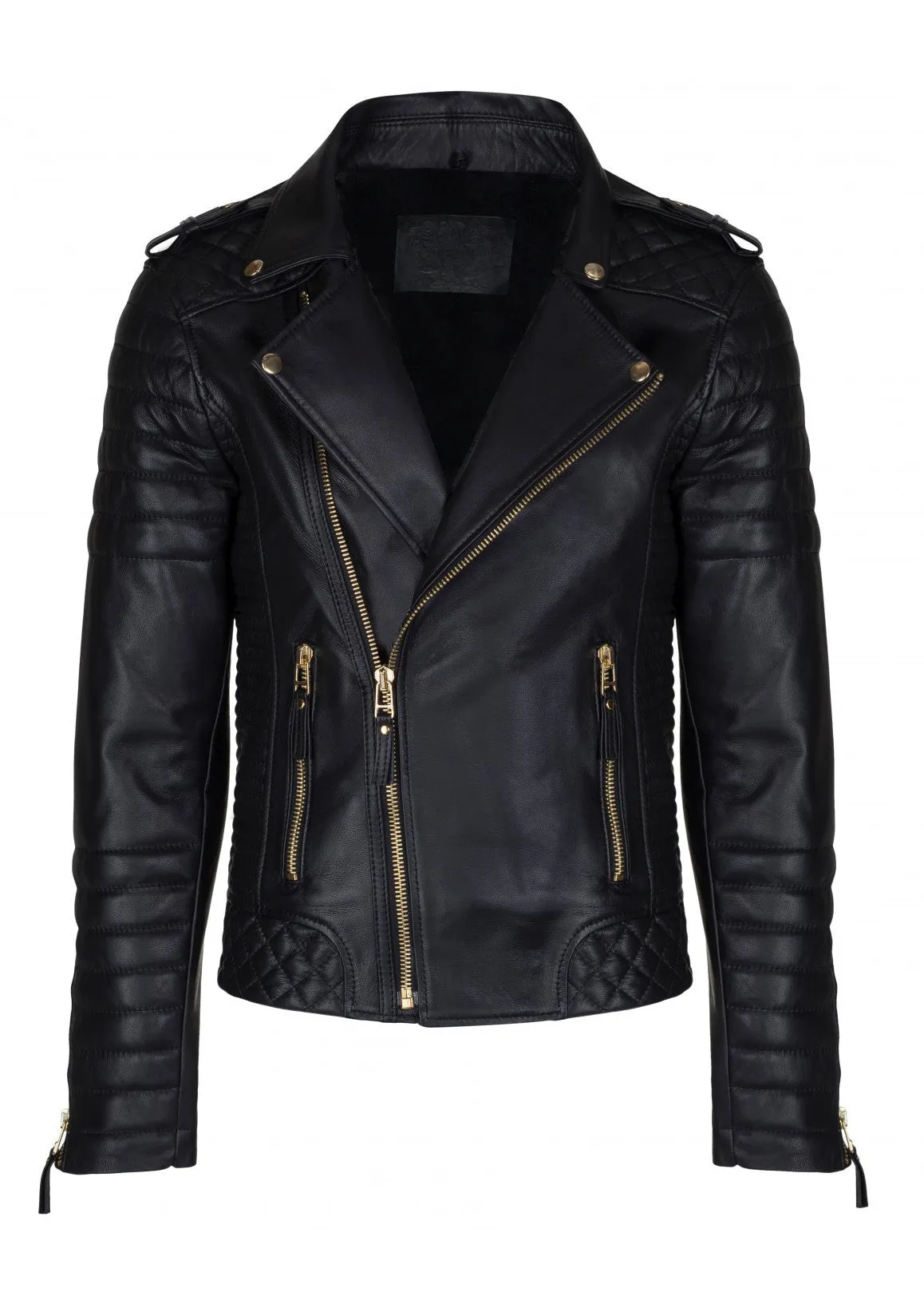 Men Designer Padded Motorcycle Leather Jacket