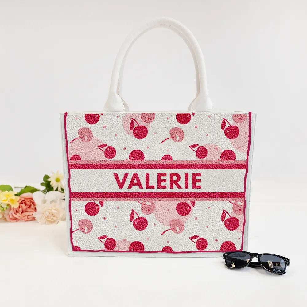 Personalized Beaded Tote Bag with Name