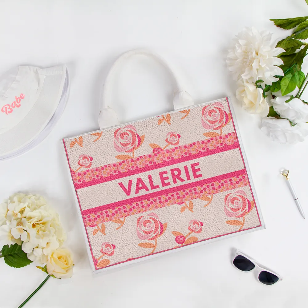 Personalized Beaded Tote Bag with Name