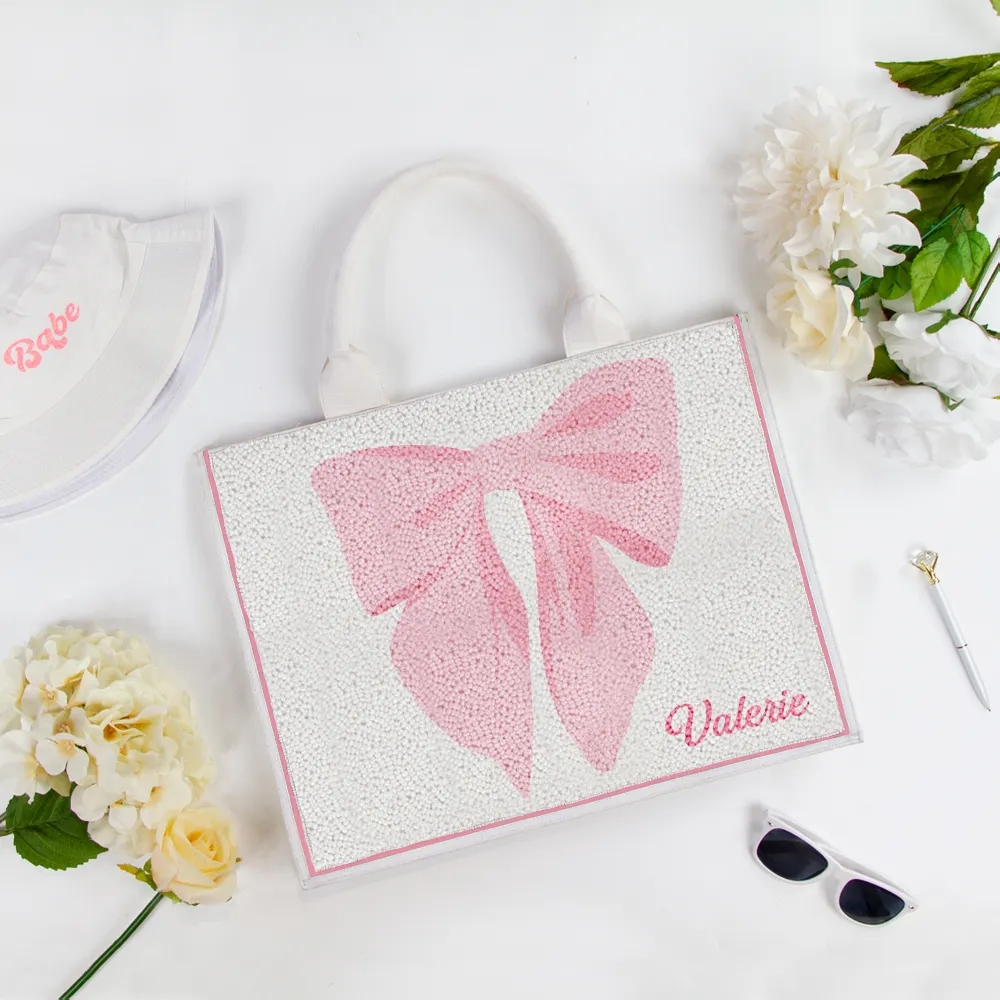 Personalized Beaded Tote Bag with Name