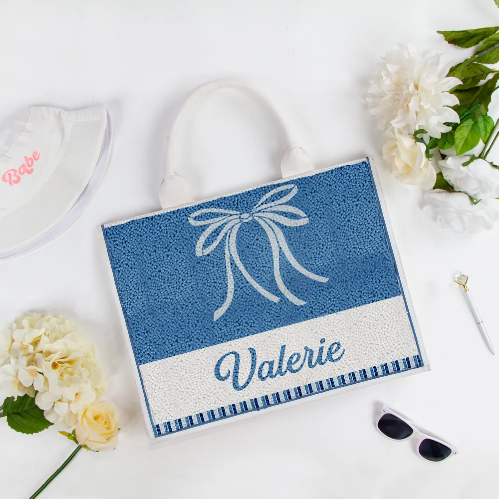 Personalized Beaded Tote Bag with Name