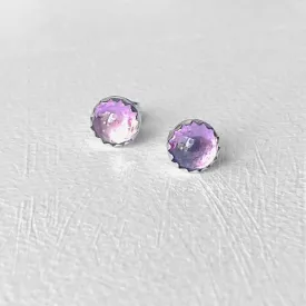 Pink Cubic Zirconia Studs, 6mm Pink CZ Studs, Pink Studs