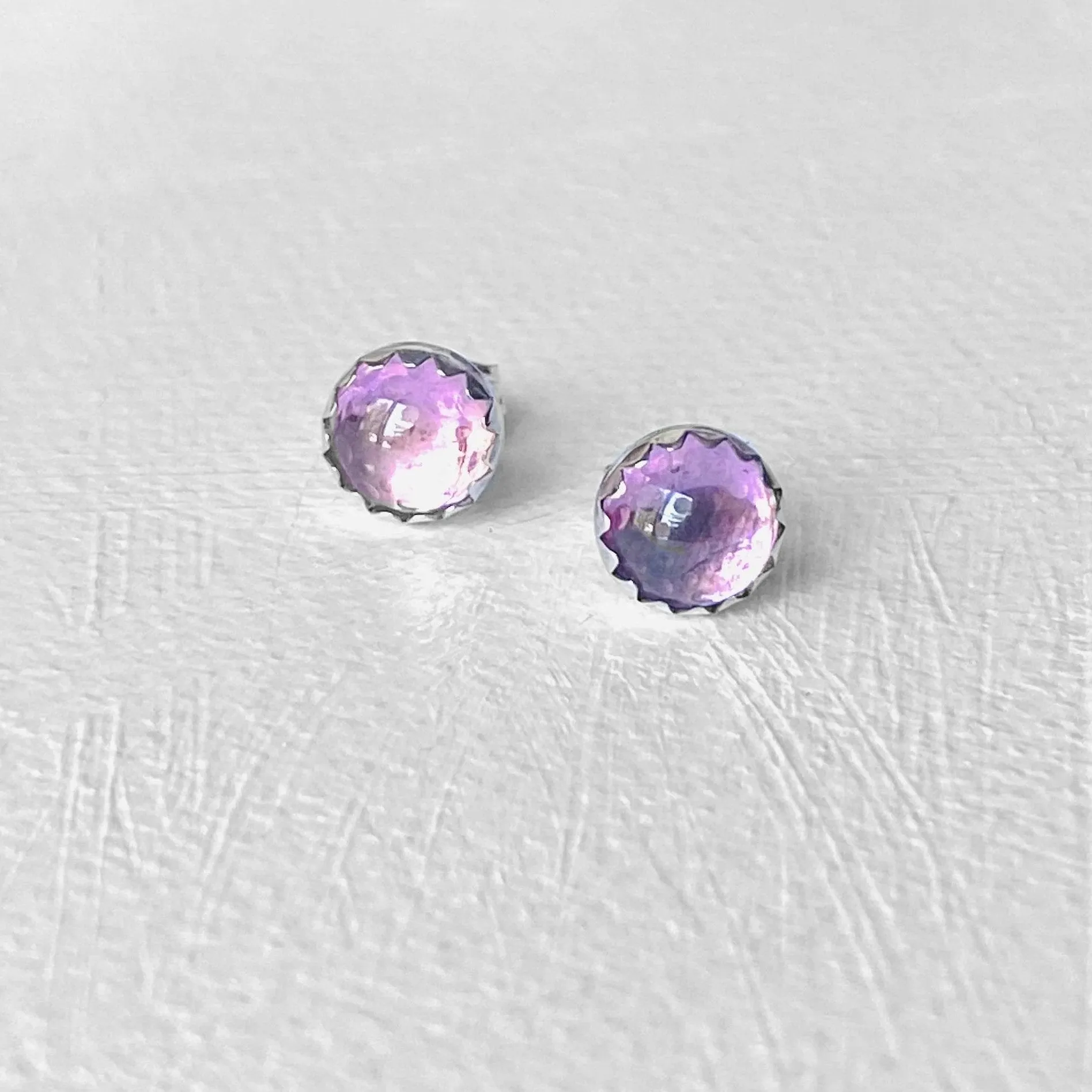 Pink Cubic Zirconia Studs, 6mm Pink CZ Studs, Pink Studs