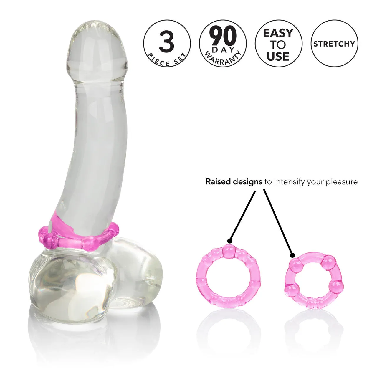 Rings! Island Rings Cock Rings (3 piece set) - Pink