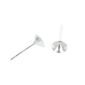 Round Stone Ear Studs in Sterling Silver
