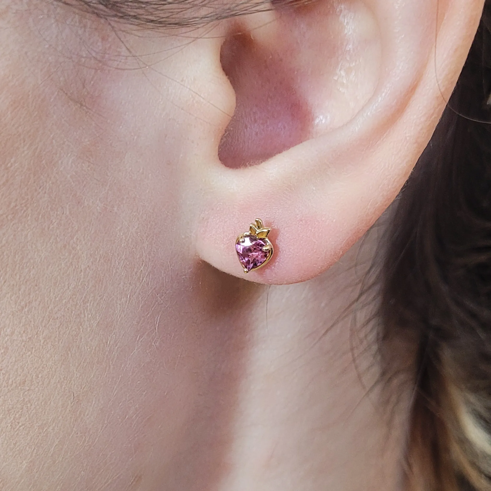 Strawberry Fruit Studs- Rhodolite Garnets