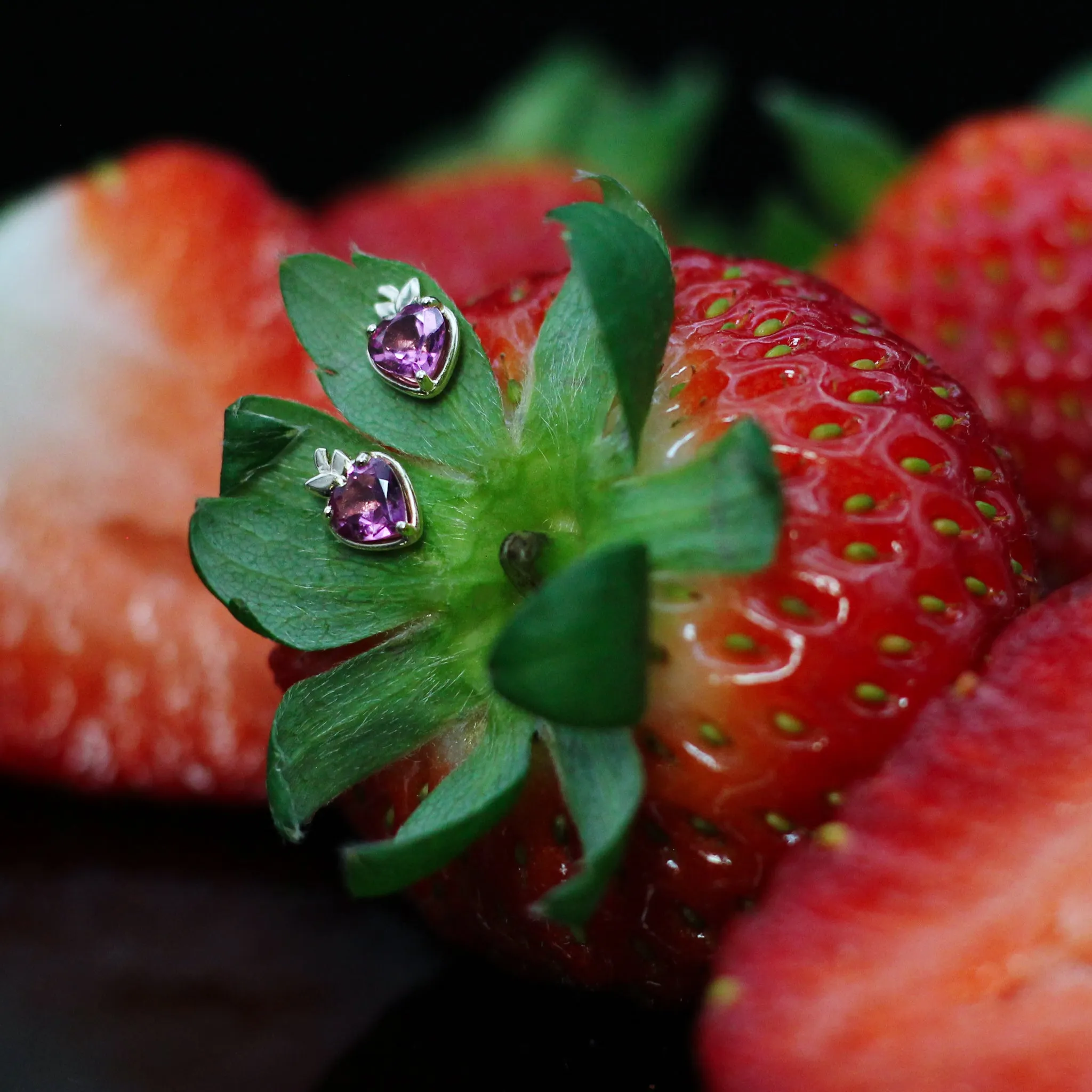 Strawberry Fruit Studs- Rhodolite Garnets