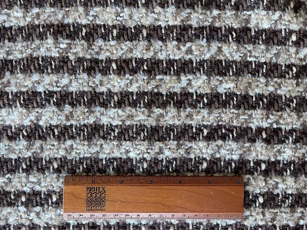 Striped Nutty Russet & Beige Wool Blend Bouclé (Made in Italy)