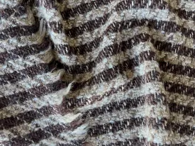 Striped Nutty Russet & Beige Wool Blend Bouclé (Made in Italy)