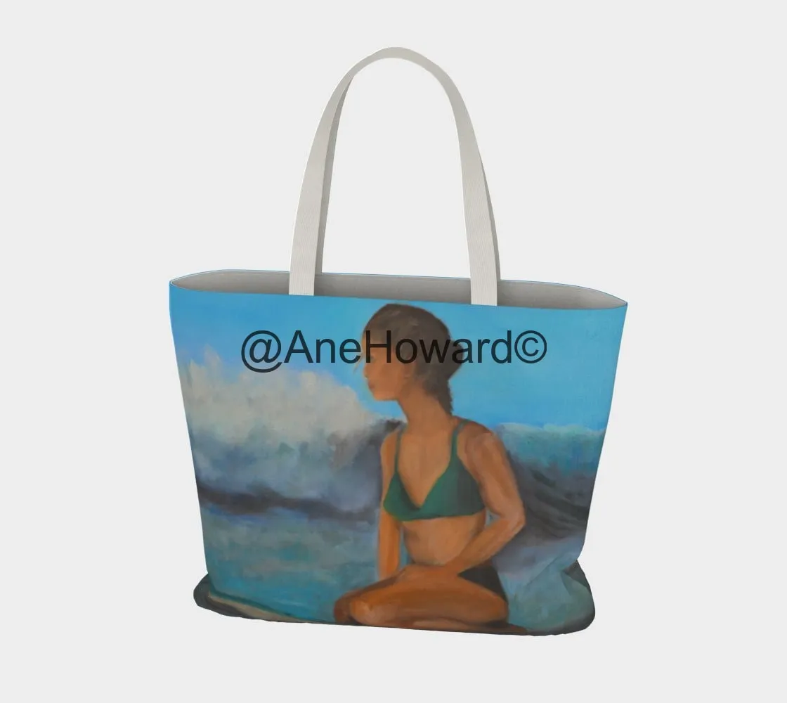 Surfer Girl Large Cotton Tote Bag