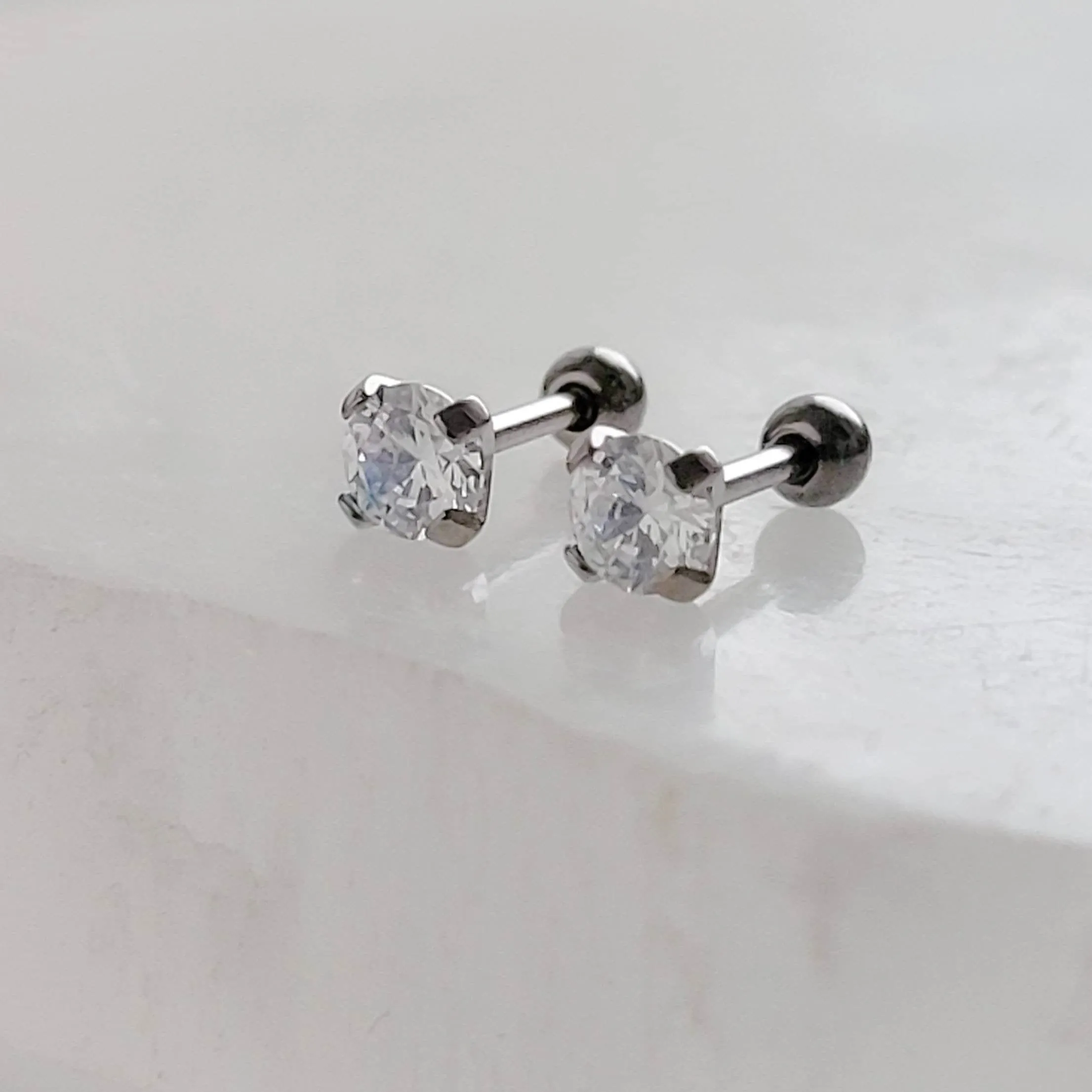 Titanium and Diamond CZ Ball Back Studs