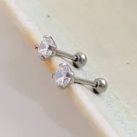 Titanium and Diamond CZ Ball Back Studs