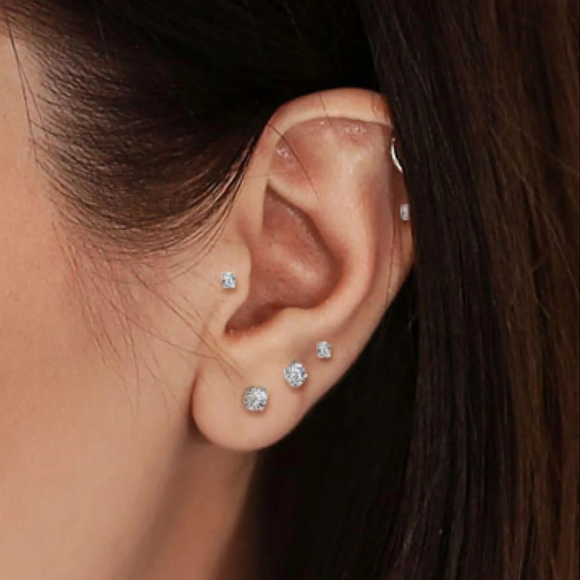 Titanium and Diamond CZ Ball Back Studs