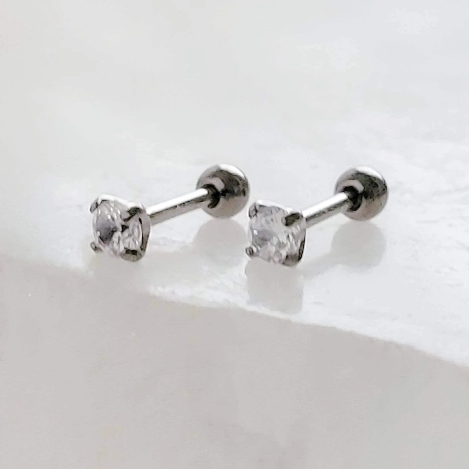 Titanium and Diamond CZ Ball Back Studs