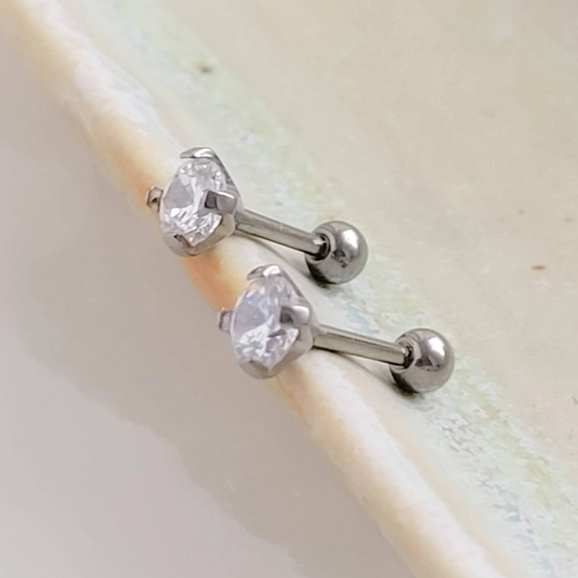 Titanium and Diamond CZ Ball Back Studs