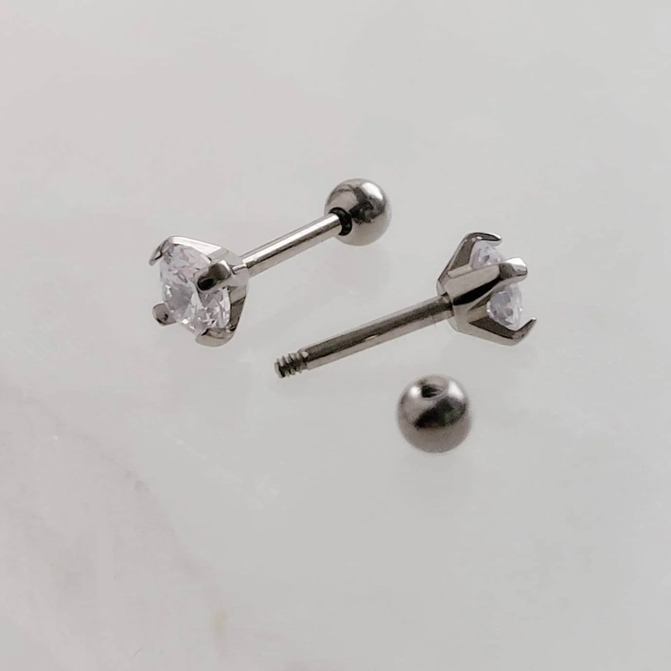 Titanium and Diamond CZ Ball Back Studs
