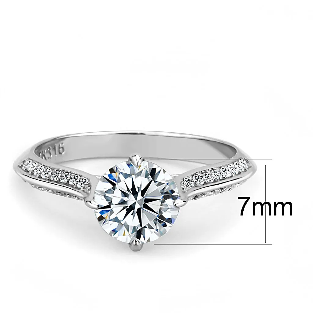Wholesale Stainless Steel AAA Grade CZ Prong-Set Engagement Ring