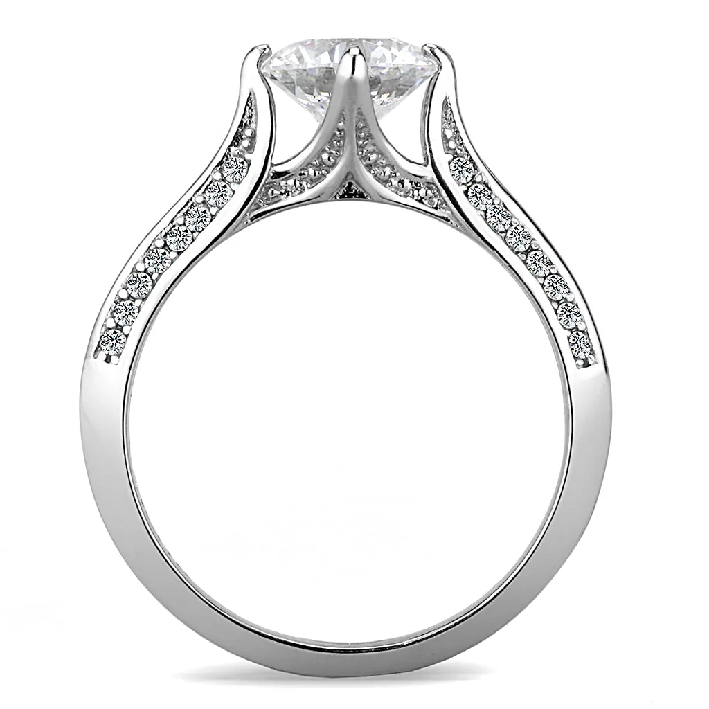 Wholesale Stainless Steel AAA Grade CZ Prong-Set Engagement Ring