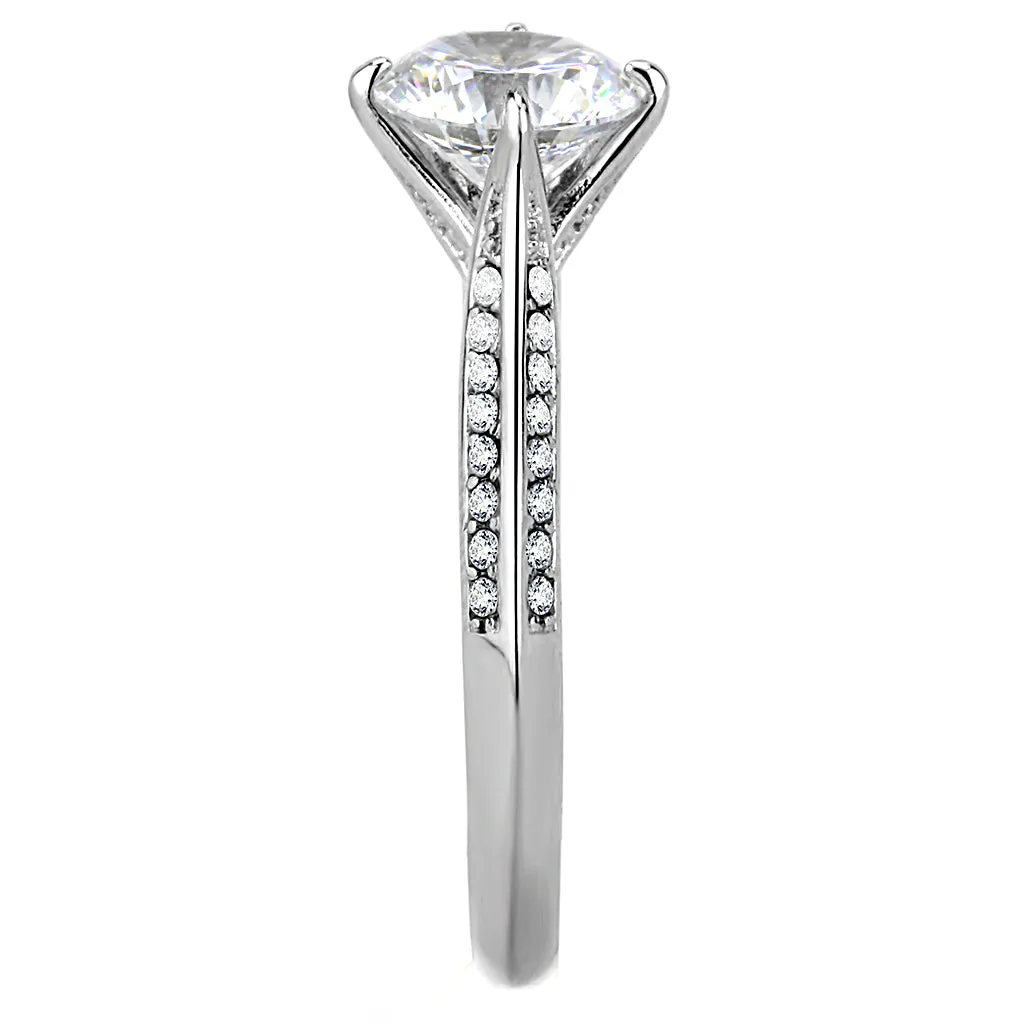 Wholesale Stainless Steel AAA Grade CZ Prong-Set Engagement Ring